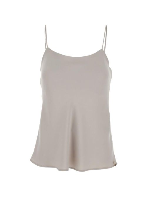 Spaghetti-Strap Polyester Tank Top — Beige