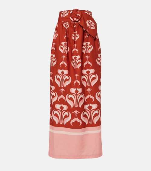 Gathered cotton poplin maxi skirt