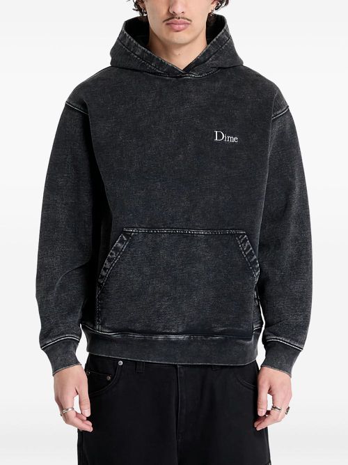 Logo-embroidered hoodie - Black