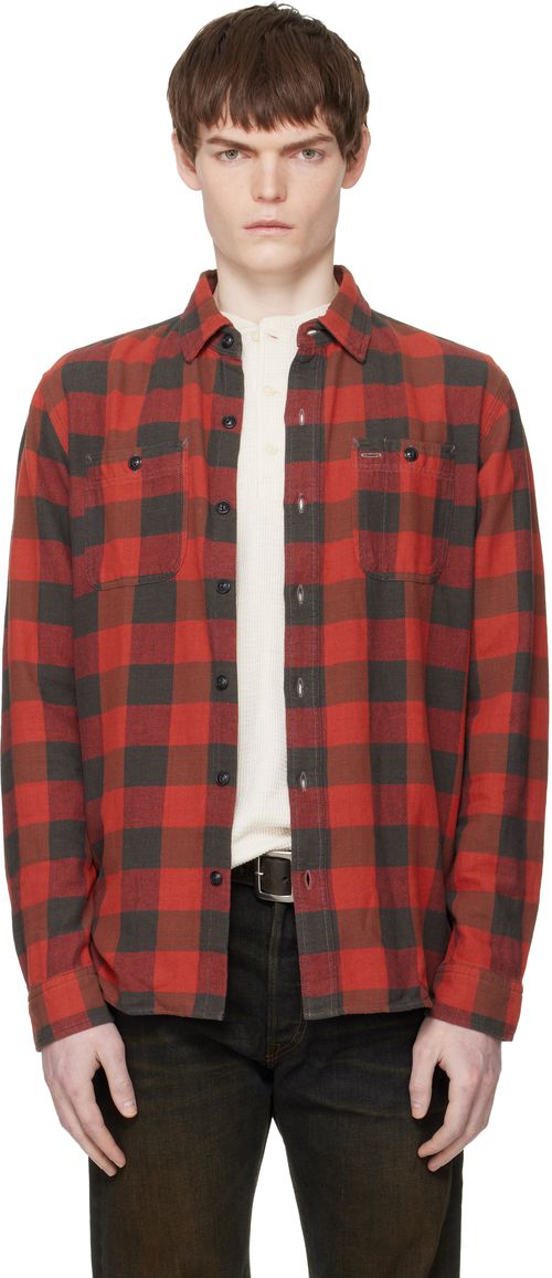Red & Black Plaid Twill Work Shirt