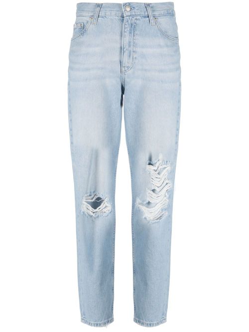 Ripped-detailing tapered-leg jeans - Blue