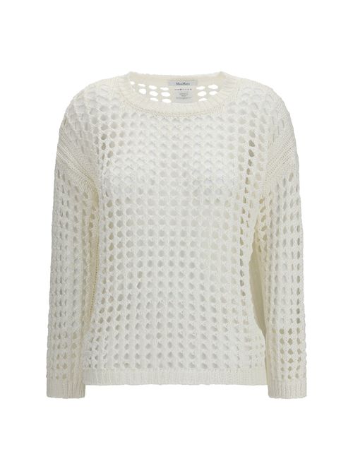 Open-Knit Linen-Cotton Sweater — White