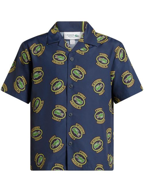 Logo-print camp-collar shirt - Blue