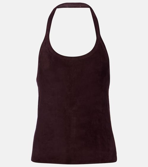 Cherry halterneck suede top