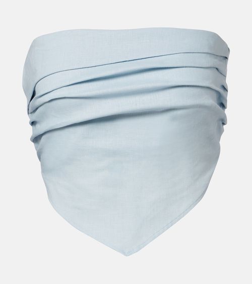 Antibes shirred linen crop top