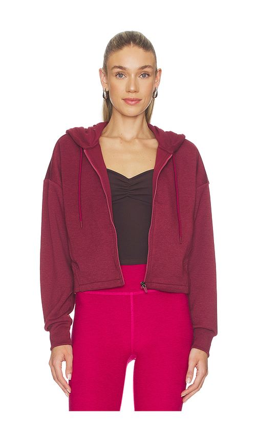 Beyond Yoga Scuba Cropped Jacket in Burgundy. XS. Also in L, M