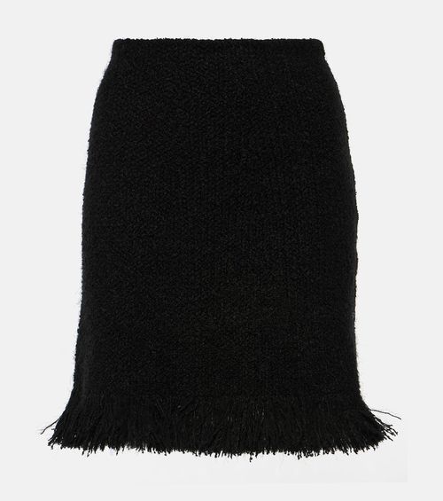 Chloé High-rise fringed wool-blend miniskirt