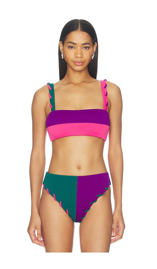 Nau Bikinis Contour Colorblock Bikini Top in Purple,Green. - XS also in S