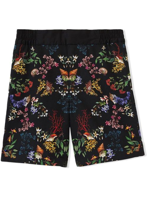 Floral-print cotton shorts - Black
