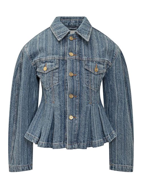 Denim Jacket With Pleats