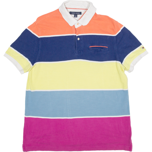 TOMMY HILFIGER Mens Polo Shirt White Striped