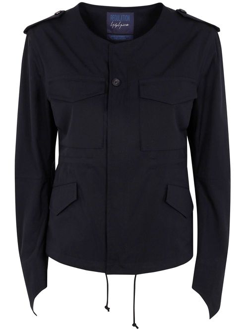 Collarless fitted jacket - Black