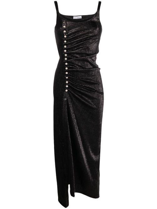 Stud-detailed metallic maxi dress - Black