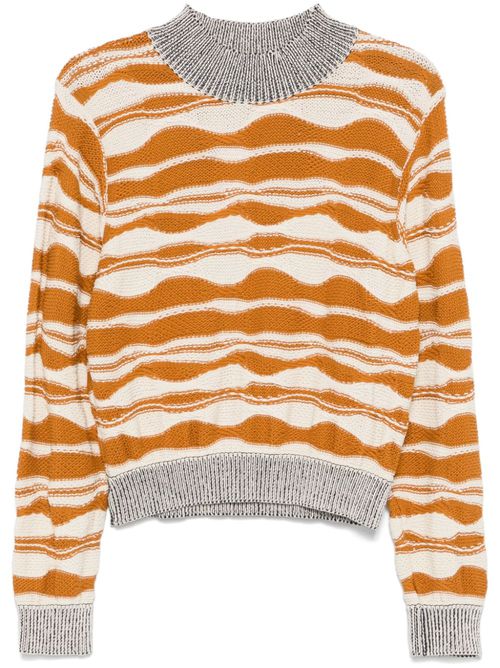 Wave-knit sweater - White