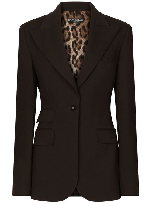 Single-breasted logo-plaque blazer - Brown