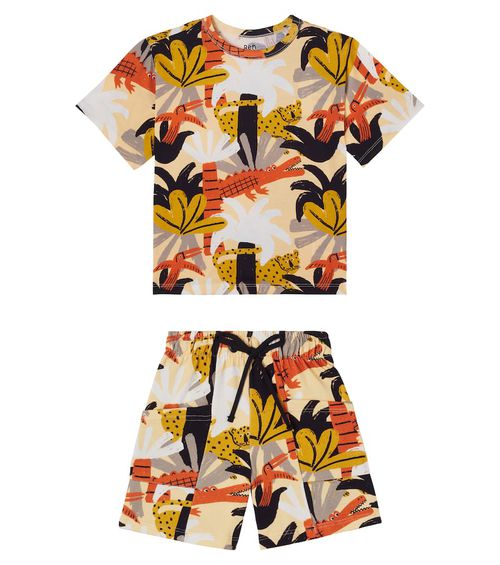 Fábula Printed cotton T-shirt and shorts set