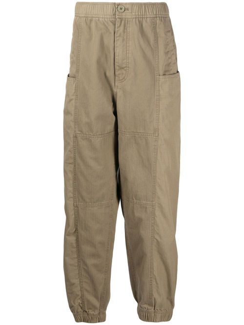 Straight-leg elasticated trousers - Brown