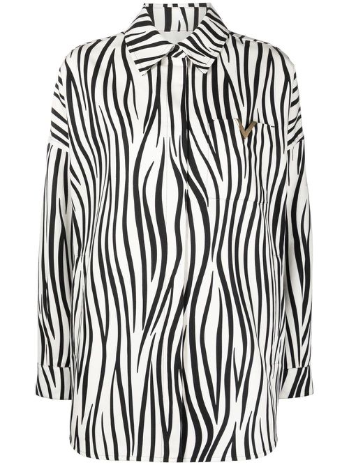 Zebra-print coat - Black