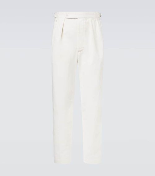 Cotton twill tapered pants
