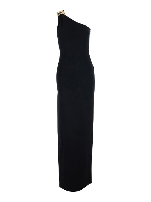 One-Shoulder Viscose Dress — Black