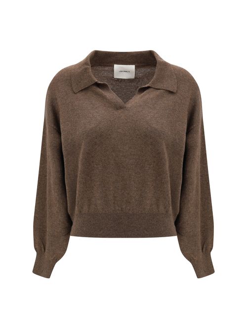 Cashmere V-Neck Sweater — Brown