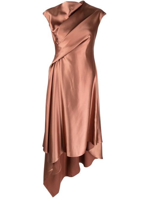 Handkerchief-hem satin dress - Orange