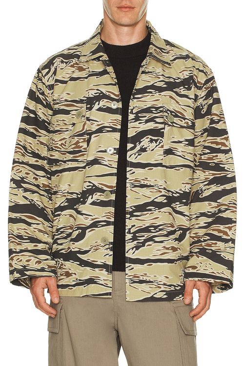 WACKO MARIA Tigercamo Army Shirt in Beige - Brown. XL/1X also in L