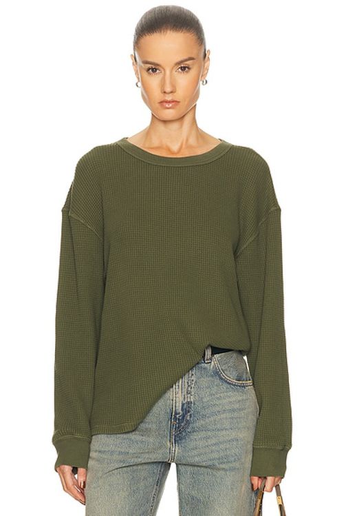 DONNI. The Thermal Crewneck Top in Oregano - Army. L also in