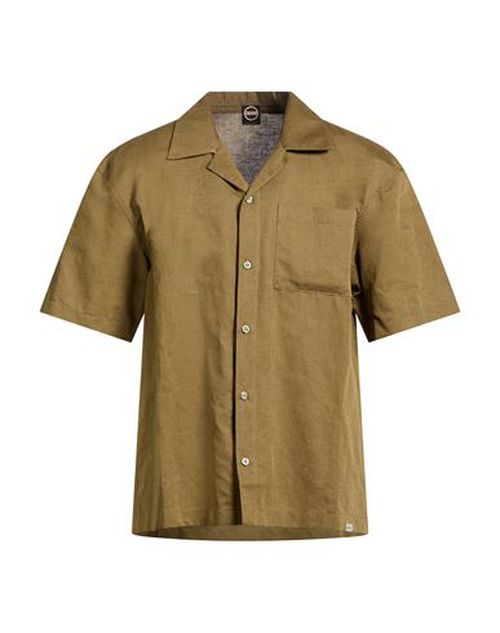 Man Shirt Military green Size XXL Linen, Cotton