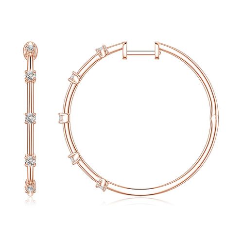 Angara 0.35 CTW Round Diamond Five-Stone Station Hoop Earrings in 14K Rose Gold