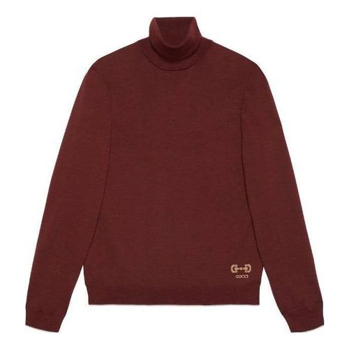 Wool Sweater With Horsebit Intarsia 'Bordeaux'