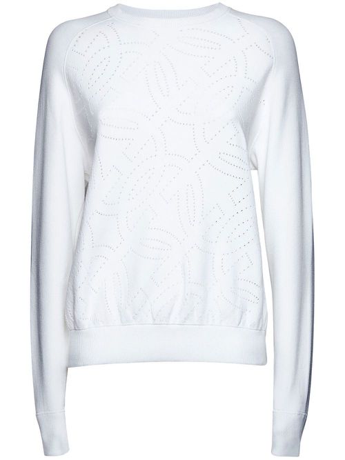 Perforated crew neck jumper - White