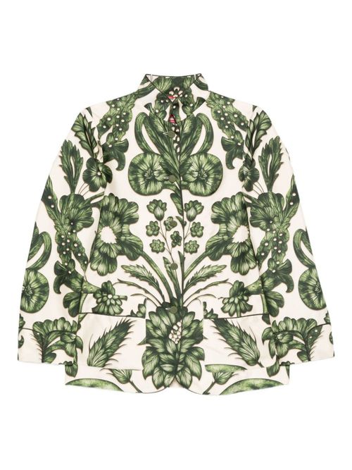 Green Printed silk shirt