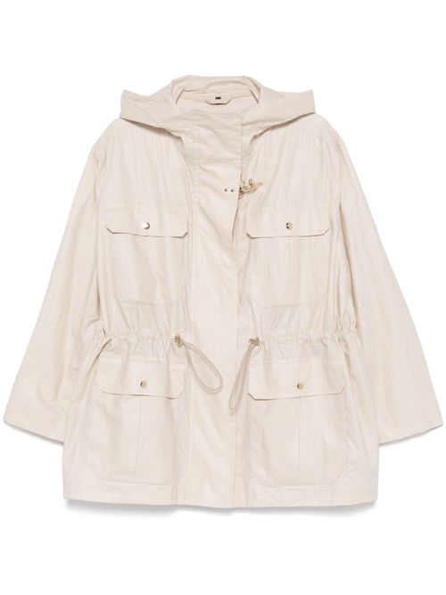 - Linen And Cotton Blend Parka Coat