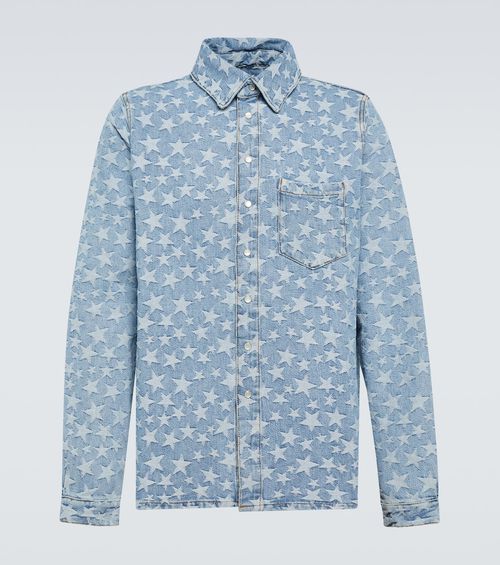 Jacquard denim overshirt