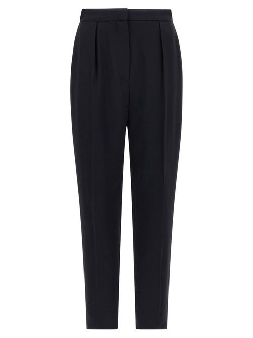 High-Waist Wool Trousers — Black
