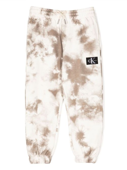 Logo-patch bleached track pants - Brown