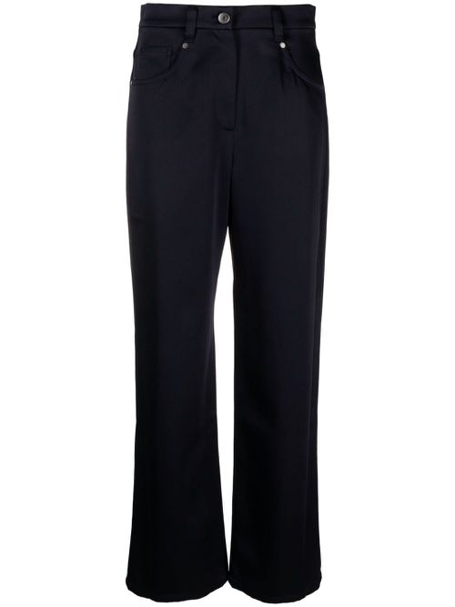 Straight-leg satin-finish trousers - Blue