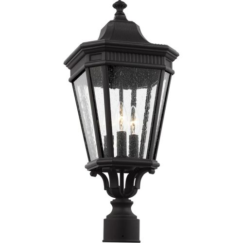 Black Three Light Outdoor Post Lantern from the Cotswold Lane Collection