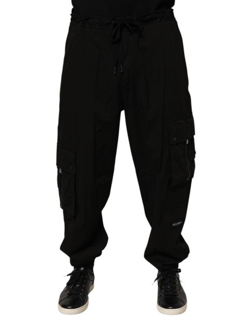 Cargo Cotton-Elastane Joggers — Black