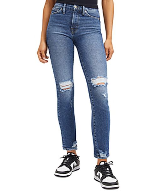 High Rise Good Straight Distressed Slim Fit Jeans in I128