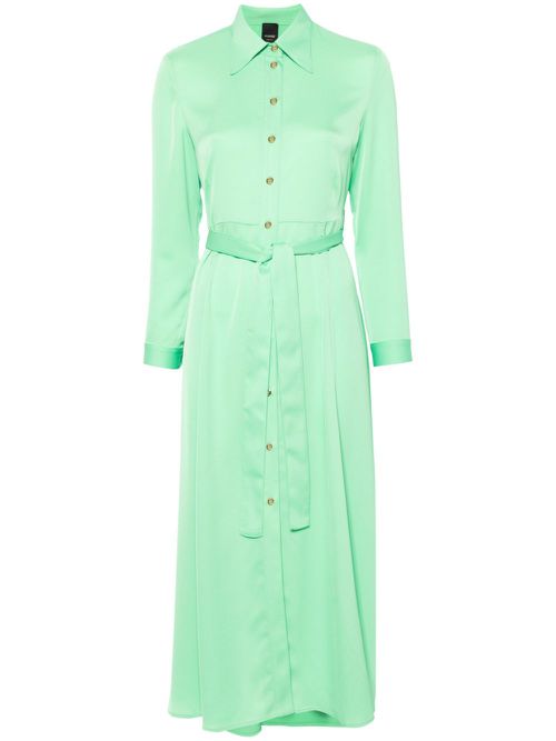 Belted crepe de chine midi dress - Green