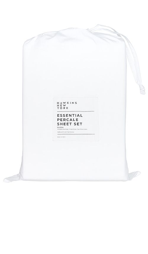 HAWKINS NEW YORK Essential Percale Bedding Queen Sheet Set in White