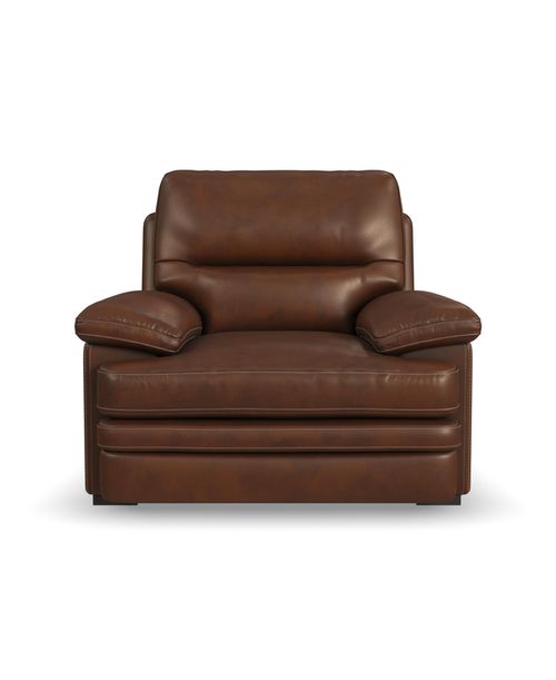 "David 48"" Pecan Leather Chair - Pecan"