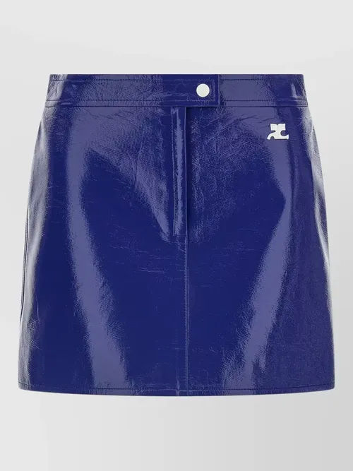 Courrèges - high waist vinyl skirt button detai