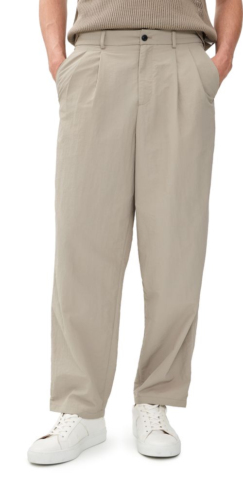 Nylon Pleated Trousers Pumice