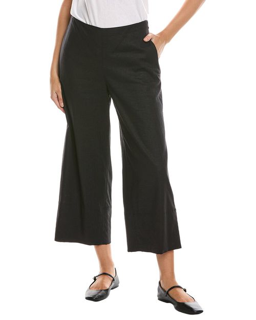 Linen-Blend Crop Wide Pant