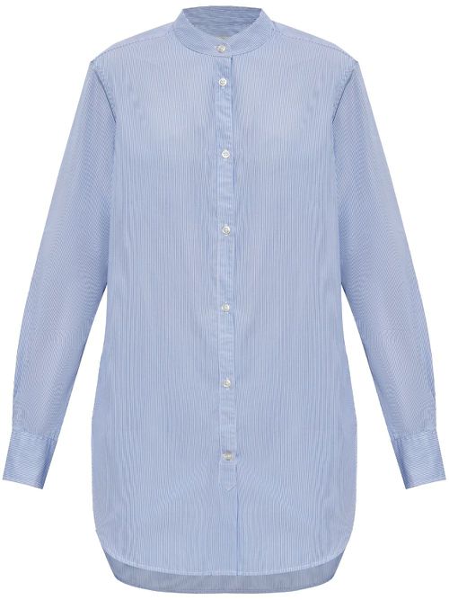 Striped poplin shirt - Blue
