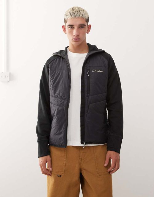 Jacket men's trawden hybrid hooded jacket in black