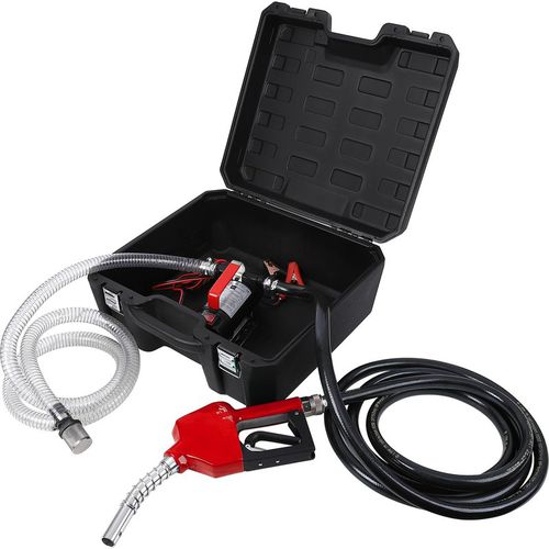 Garvee 12 Volt Fuel Transfer Pump Kit, 10GPM/40LPM Portable Electric Self-Priming Fuel Transfer Extractor Pump Kit with Portable Case, Aluminum Automatic Nozzle, 360 Swivel Connector, Red